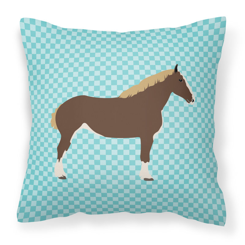 Coussin extérieur en tissu carré à contrôle cheval, 18 po x 18 po, Bleu