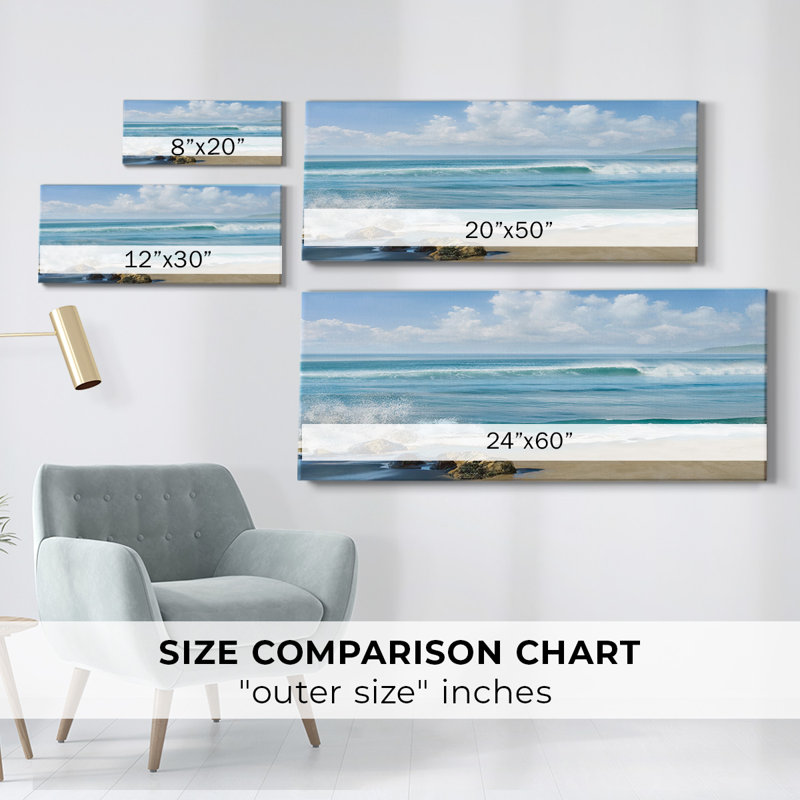 «Sweeping Blue», toile tendue avec châssis, H 20 po x l 50 po x P 1,5 po