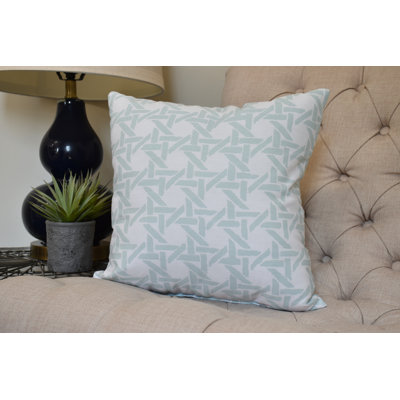 Palm Beach Rattan Print Outdoor Geometric Square Pillow Cover and Insert