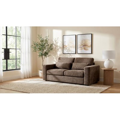Haroon Chenille Track-Arm Loveseat with Reversible Cushions, Chocolate