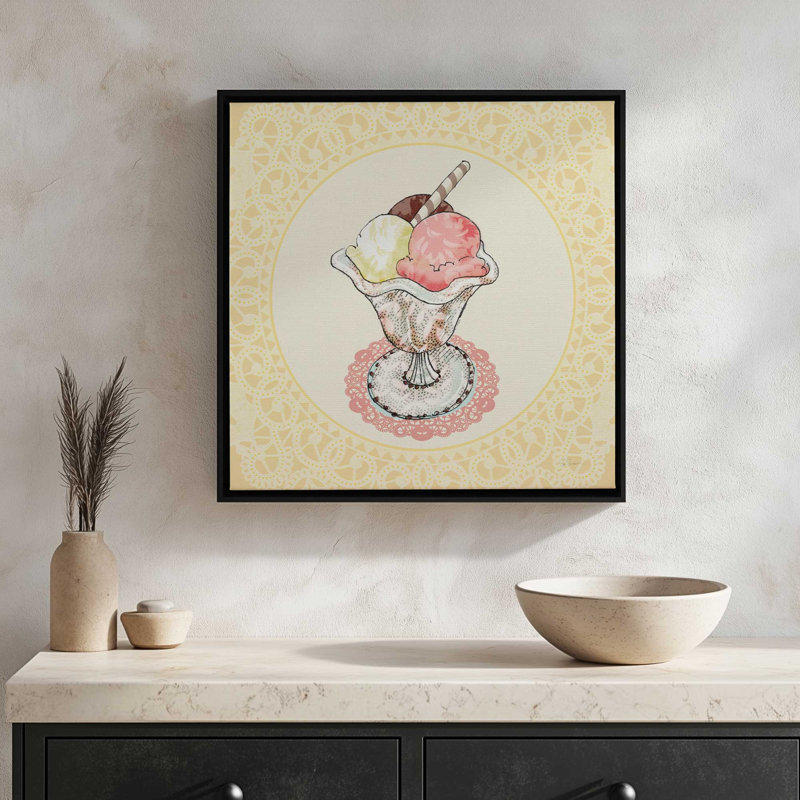 «Dessert Veuillez III v2» par Sue Schlabach, reproduction d'art, 20 W x 20 H, Doré, Framed Canvas