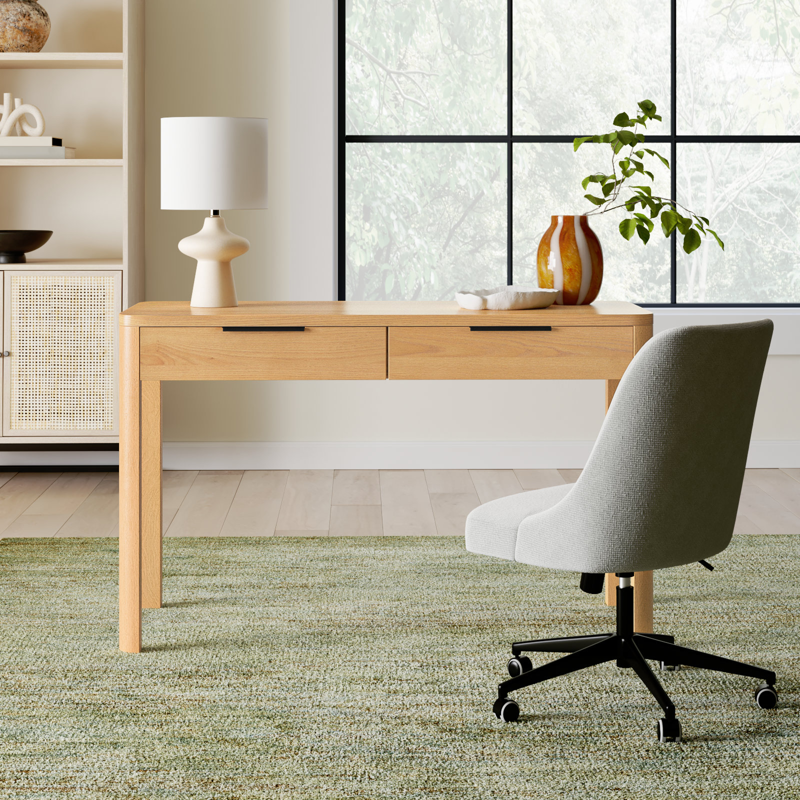 Tahani 2 Drawer Wood Desk, Natural
