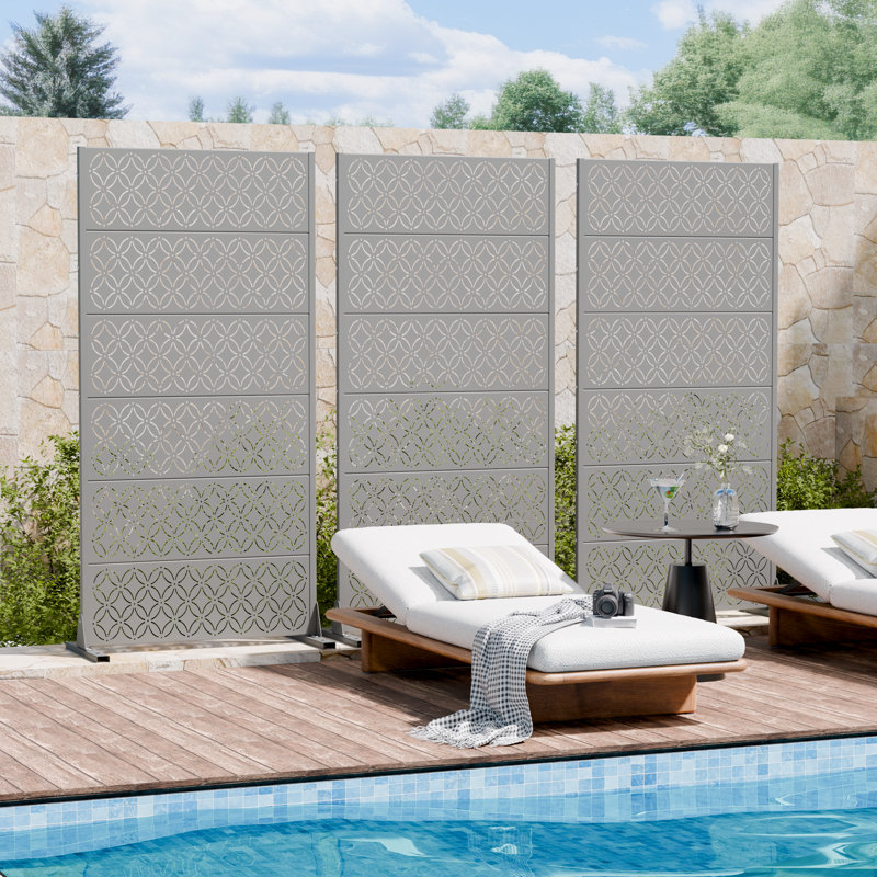 Panneau de clôture en métal pour écran d'intimité, H 72 po x l 35 po x P 16 po, Gris