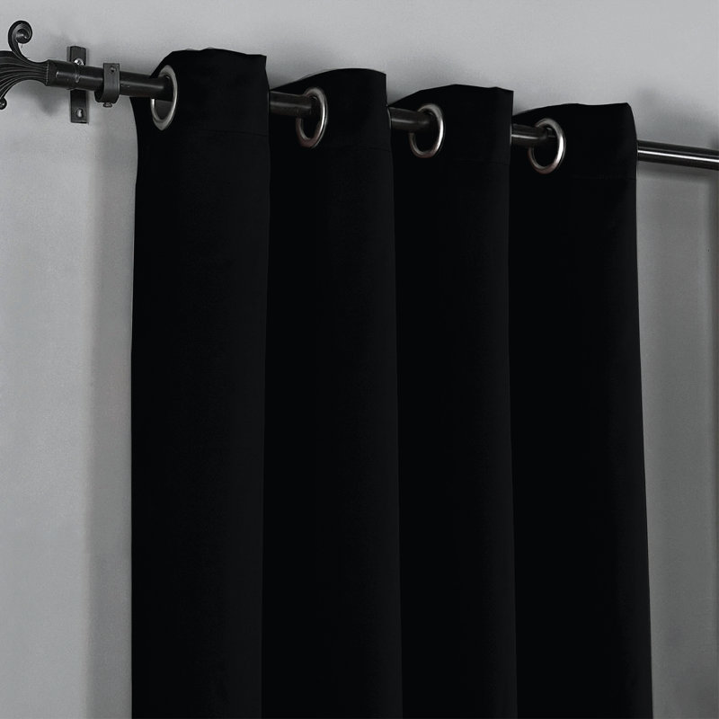 Frasco Blackout Curtain Pair, Black, 228.6cm Width x 228.6cm Drop