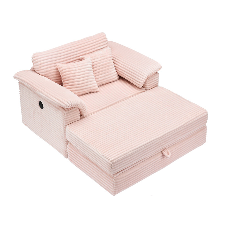Ensemble de fauteuil et de repose-pieds en velours côtelé 47,24 po - ports USB, mousse enveloppée par ressorts, canapé confortable pour une personne dans le salon / la chambre à coucher