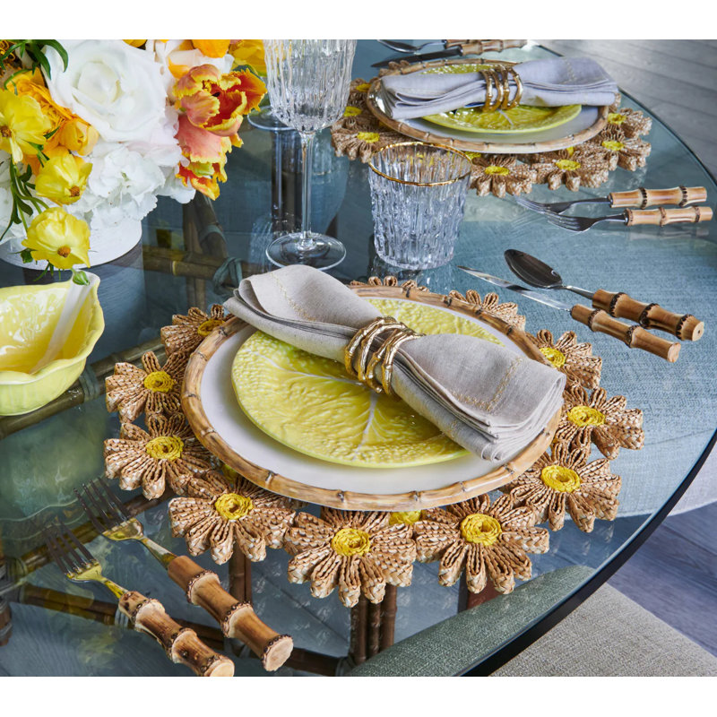 Daisy Placemat, Natural/Yellow