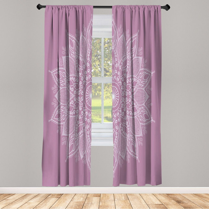 Microfiber Floral Semi-Sheer Rod Pocket Curtain Panels, 28" W x 95" L, Light Purple