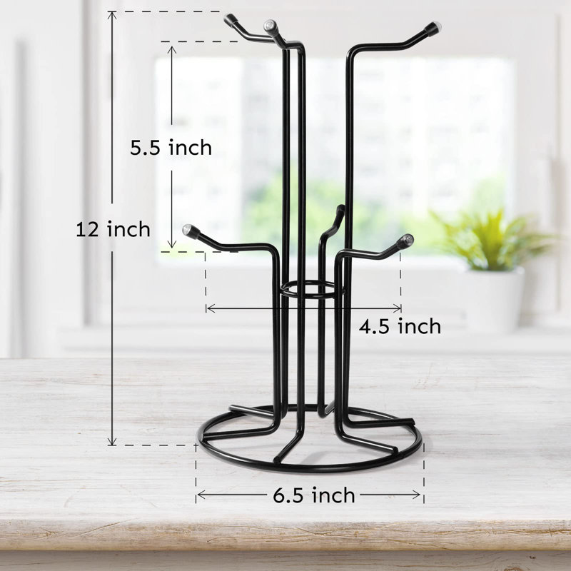 Porte-gobelet pour grandes tasses, porte-gobelet à comptoir avec 6 crochets, porte-gobelet en métal pour un choix facile, porte-gobelet pour grandes tasses, noir