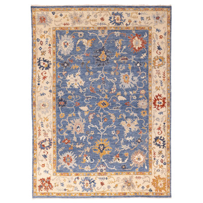 Modern Oushak Blue Rug 8'11" x 12'3"