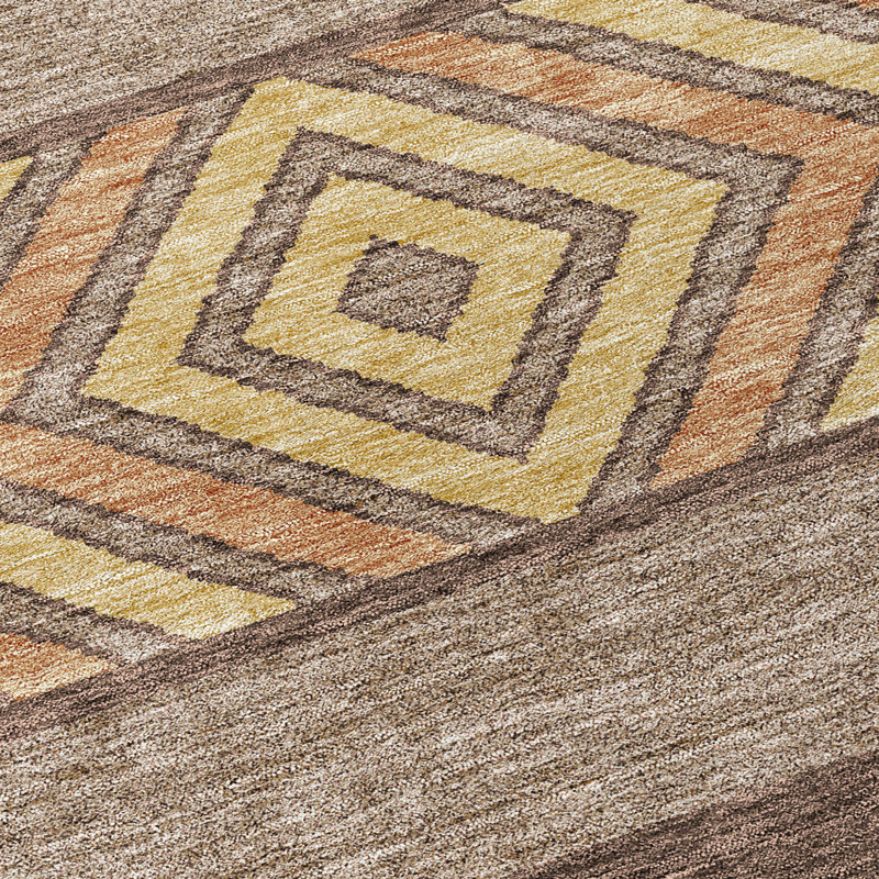 Tapis d'intérieur rond 8 pi brun blé et cuivre