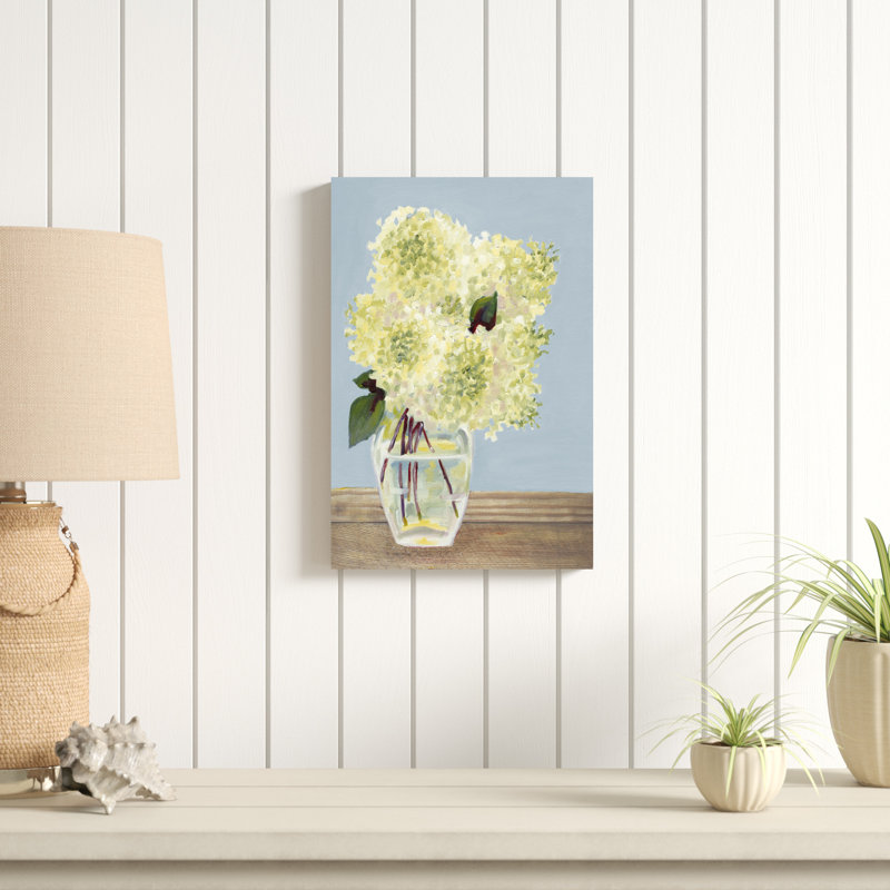 «Hydrangea Vase I», peinture sur toile, H 18 po x l 12 po