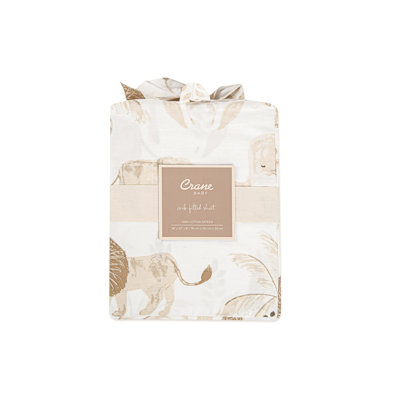 Safari Animal Crib Sheet, Brown and White, 100% Cotton, Kendi Collection by Crane Baby