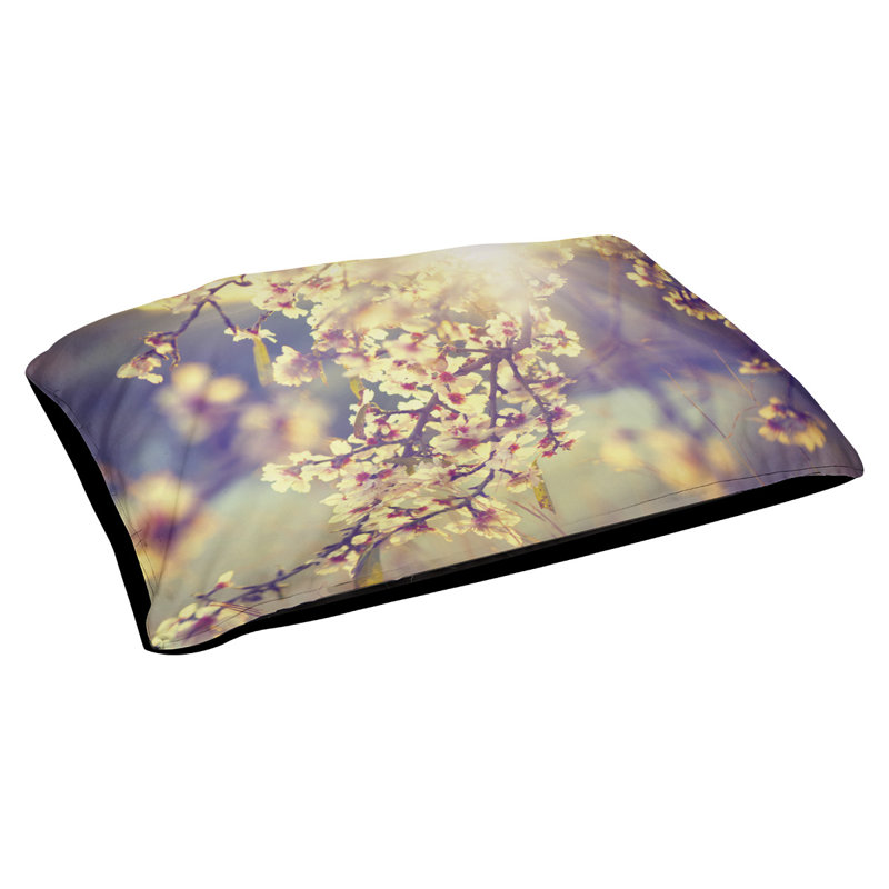 Coussin stylisés de fleurs cerises Burkey, L 42 po x l 52 po, Noir