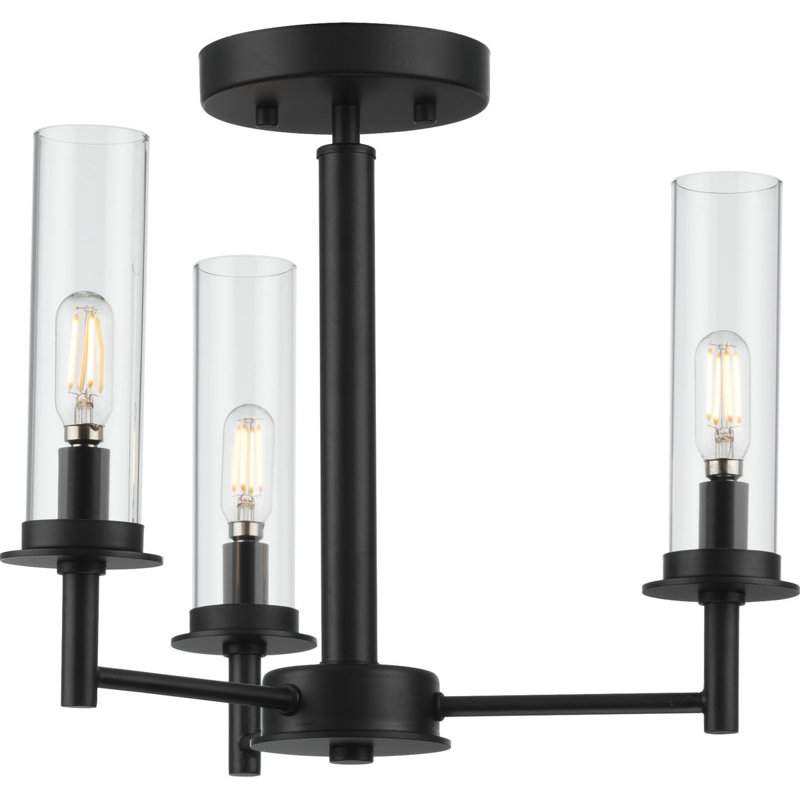 Luminaire suspendu cylindrique unique à 3 lumières, Noir