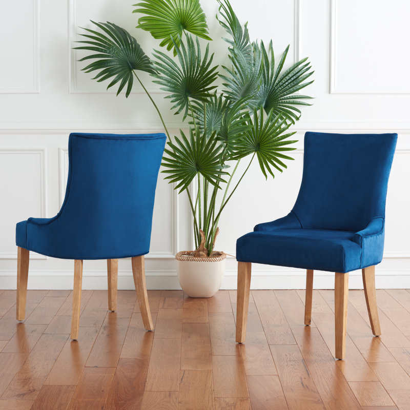 Chaise d'appoint rembourrée bleu marine Cavarus