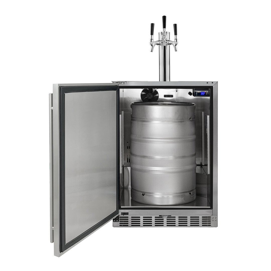 Kegco 24" Wide Outdoor Triple Tap All Stainless Steel Built-In Kegerator with Kit Kegco Hinge Location: Left