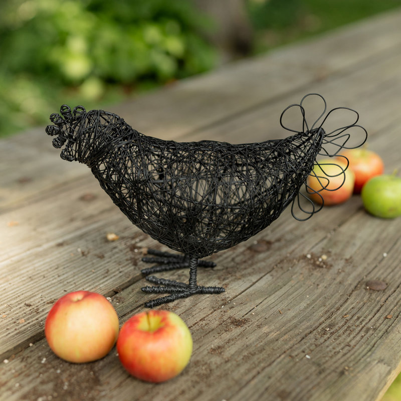 August Grove® Wire Hen Bird Figure Black Metal
