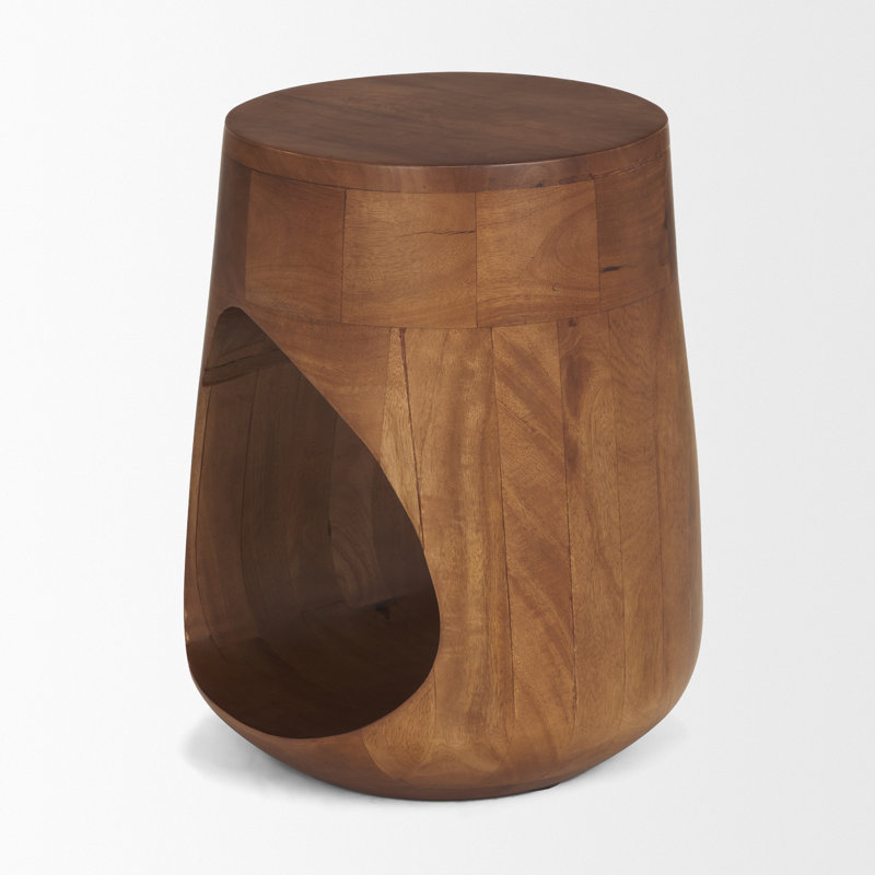 Cove Sculptural Open Side Table, Medium Brown