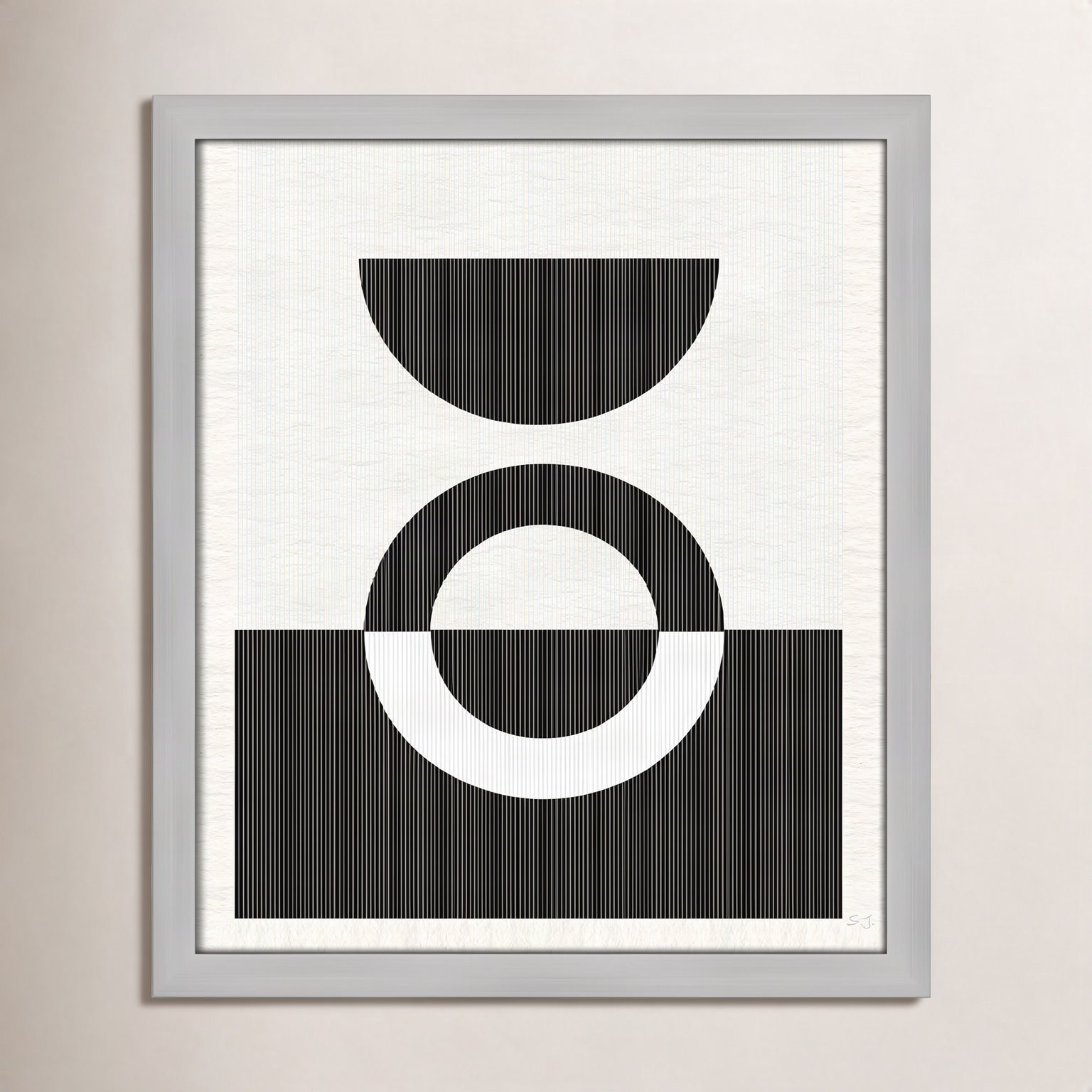 Eclipse III, Matte Silver Framed, 15" H x 13" W x 0.75" D