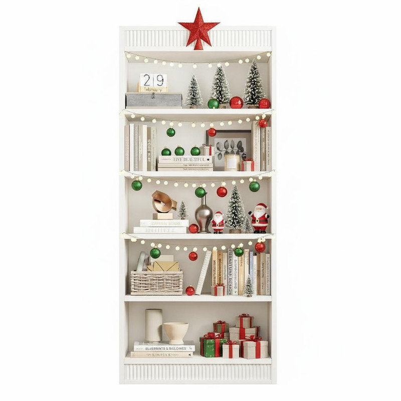 180.1cm H x 30.2cm W Standard Bookcase, White
