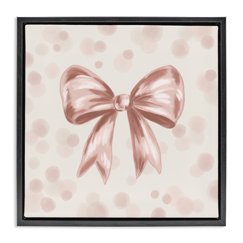 Cadre flottant Sweetest Bow on Dots, design par Kristen Dalpiaz, Cadre flottant noir de jais, H 18 po x l 18 po