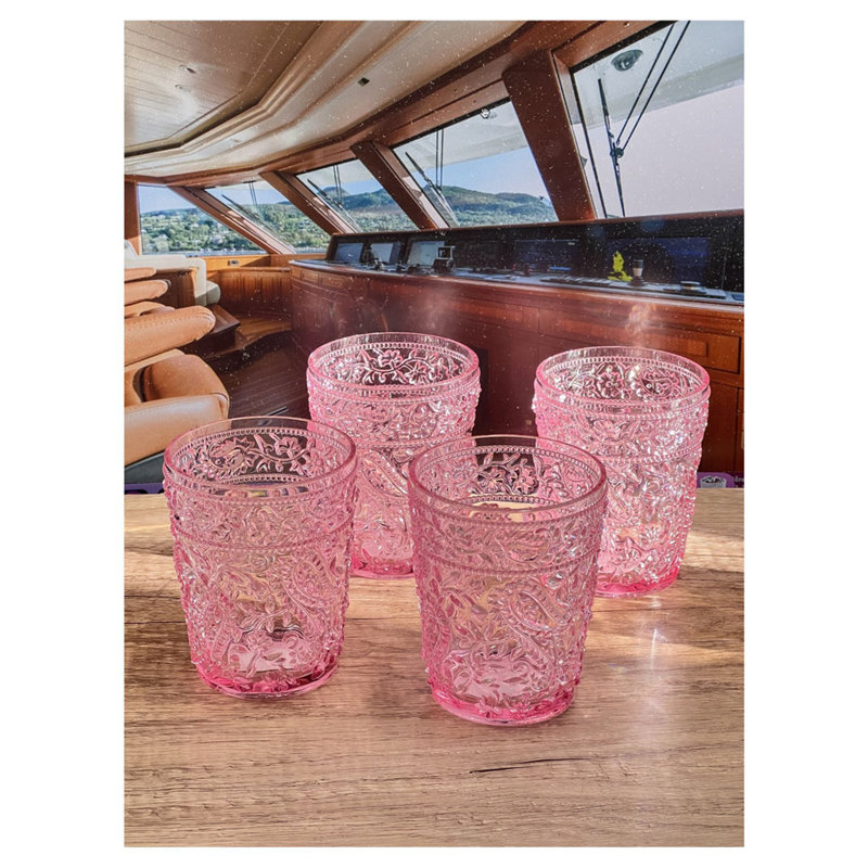 Paisley Acrylic Glasses Drinking, 13 fl oz, Pink