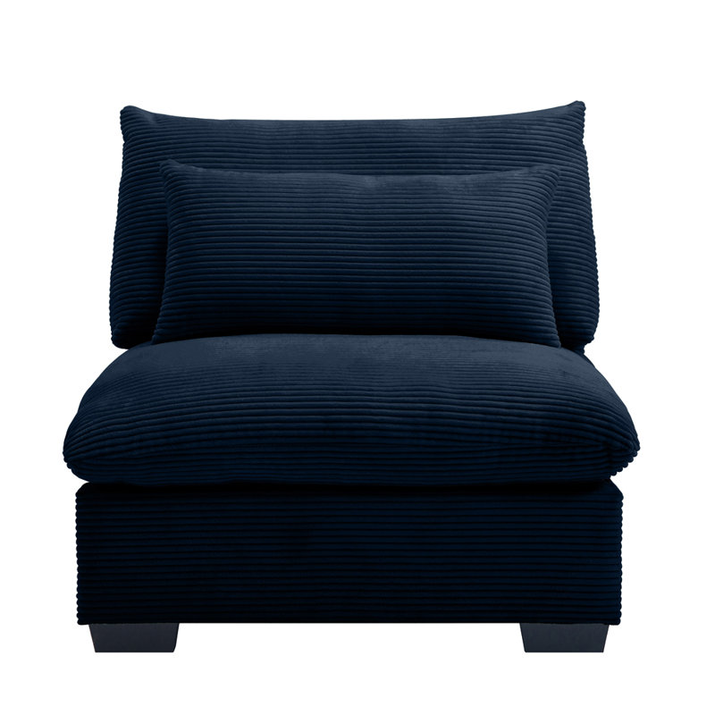 Armless Sofa, Blue Corduroy