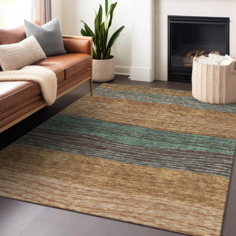 Premium Machine Washable Tweedy Terracotta Rug, Rectangle 2'6" x 3'10"