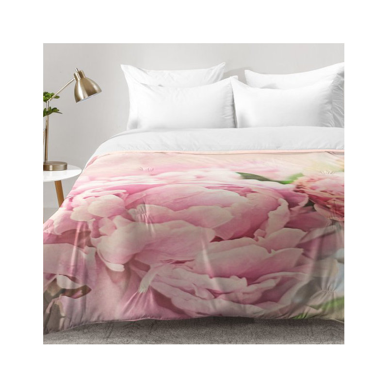 Ensemble d'édredon pivoines, Édredon double / grand + 2 taies décoratives sta