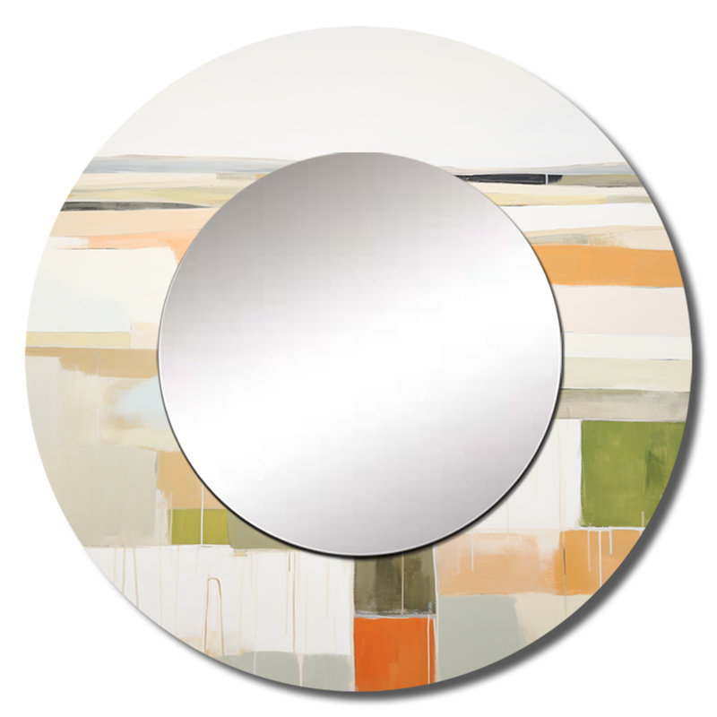 Puertas - Miroir rond abstrait mural, 23 po x 23 po