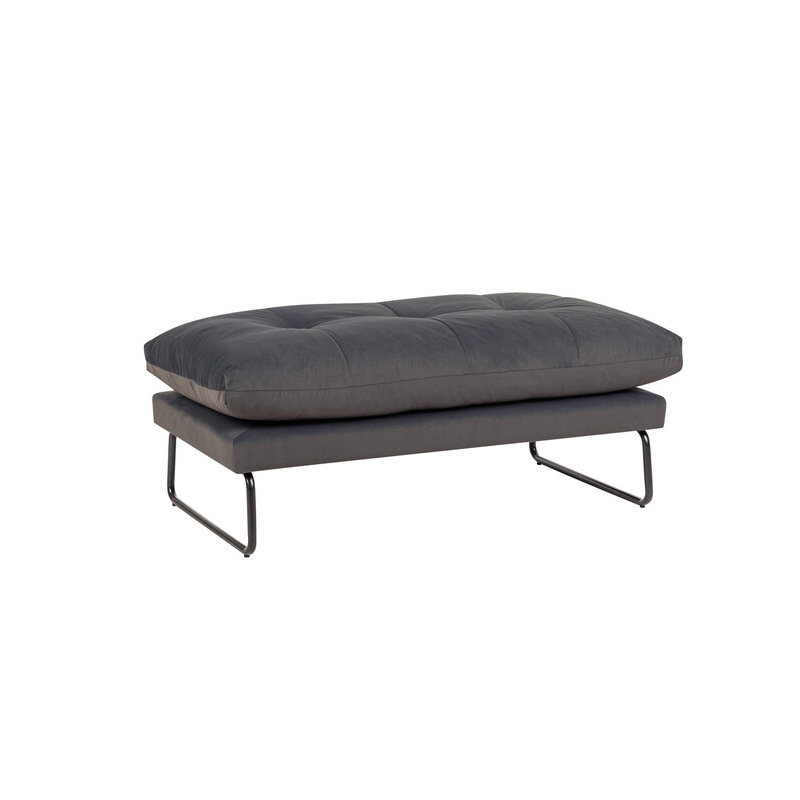 Rafayel Velvet Suburban Sophistication Ottoman, Dark Gray Velvet
