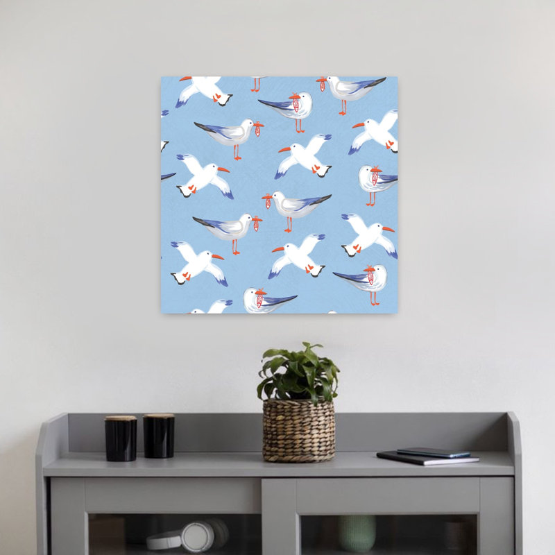 Motif d'oiseaux côtiers II, mouette, art côtier, H 18 po x l 18 po