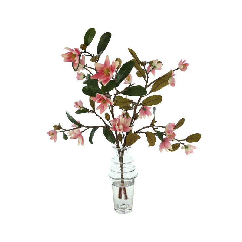 Organic Modern Magnolias in Glass Vase
