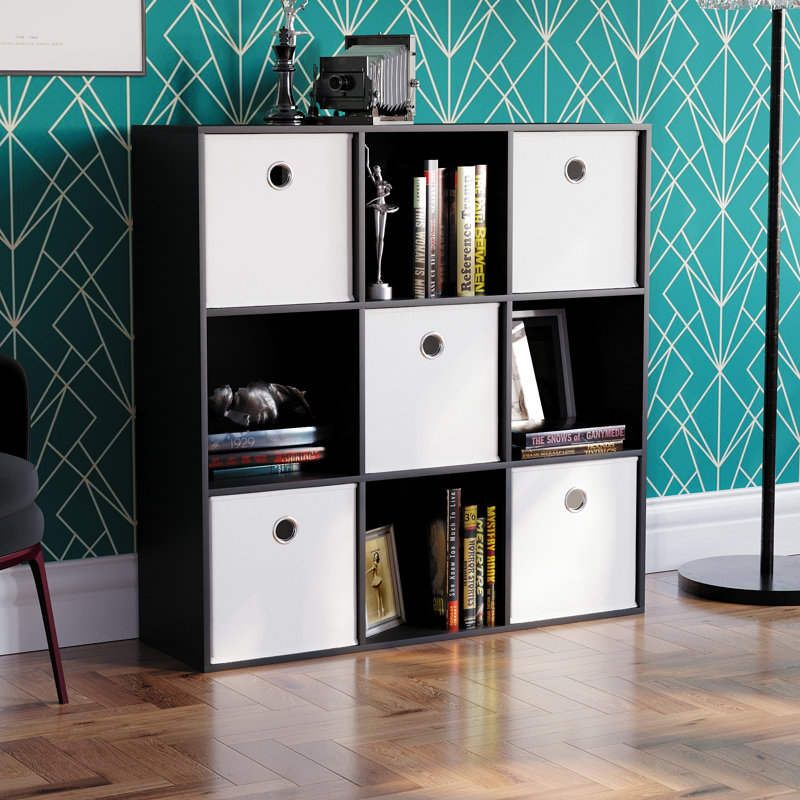 Herline 96.5cm H x 96.5cm W Cube Bookcase, Black/White
