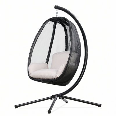 Hanging Egg Chair with Stand & Plush Cushions