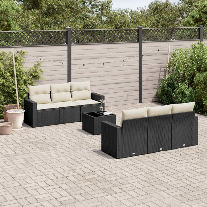 Ensemble de canapé de jardin Vidaxl noir, blanc crème