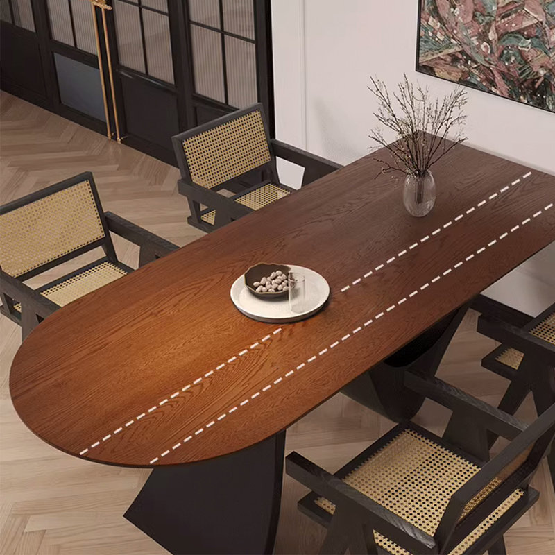 Jonta Ash Solid Wood Top Metal Base Dining Table, 29.5"H x 78.7"L x 35.4"W