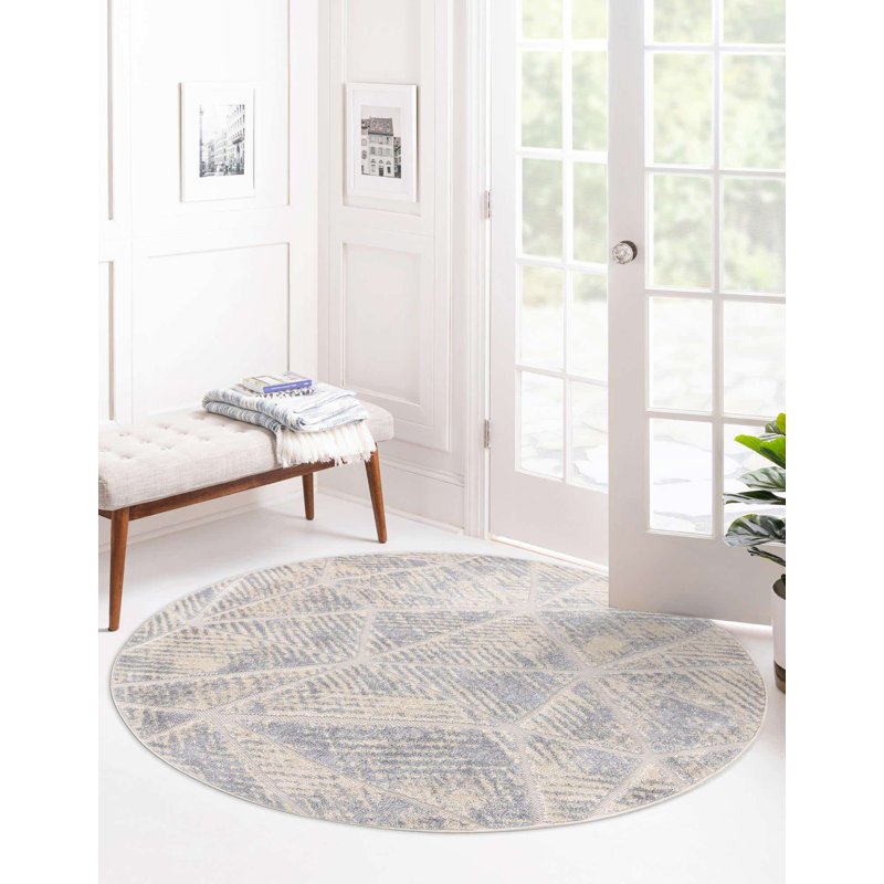 Flaxton Geometric Indoor Rug, Round 7'
