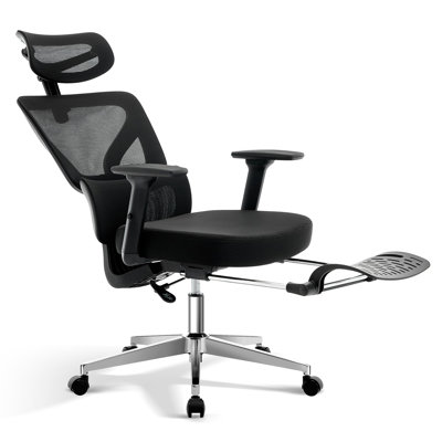 Chaise de bureau ergonomique en filet avec support lombaire réglable, chaise de bureau à haut dossier avec appui-tête et accoudoirs 3D, chaise de bureau pivotante et pivotante pour bureau à domicile