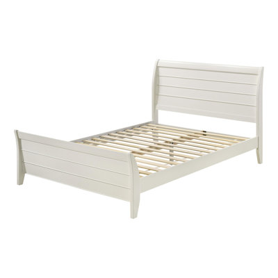 Lit à panneau en bois blanc crème