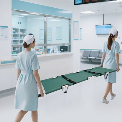 Foldable Stretcher 350lbs Load Medical Stretcher Aluminum Alloy Patient Transport Stretcher with Safety Straps for First Aid Rescue
