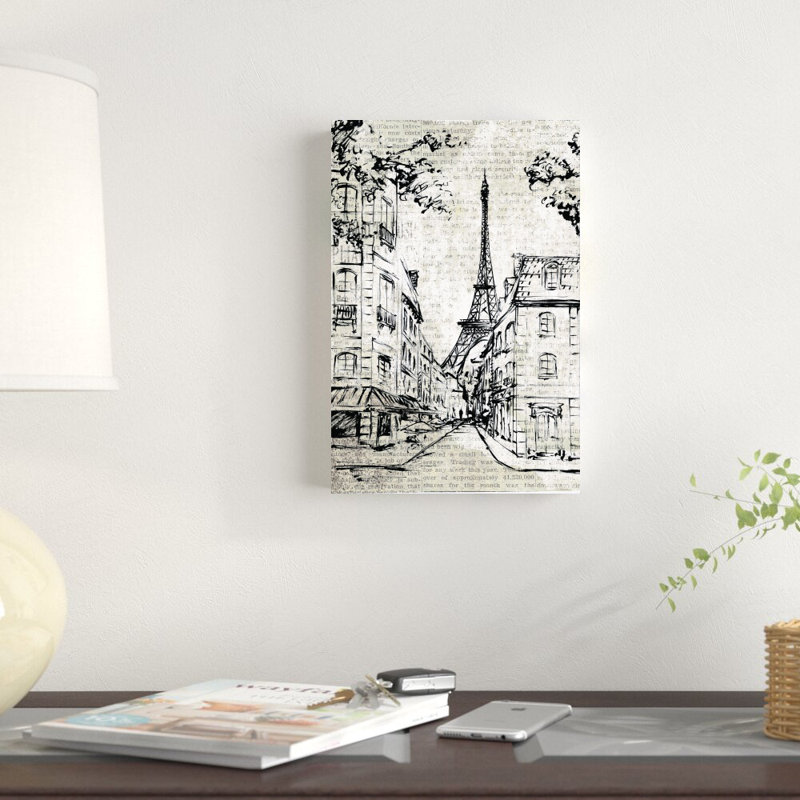 " Paris Sketch " Painting Print, 12" H x 8" W