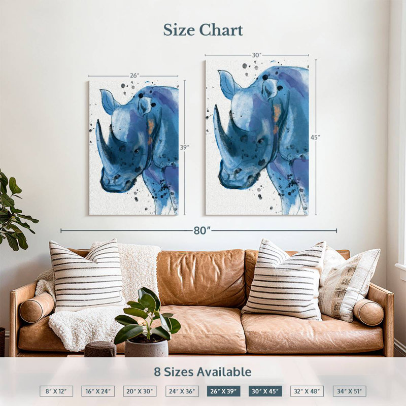 Rhinocéros bleu ronce, H 39 po x l 26 po