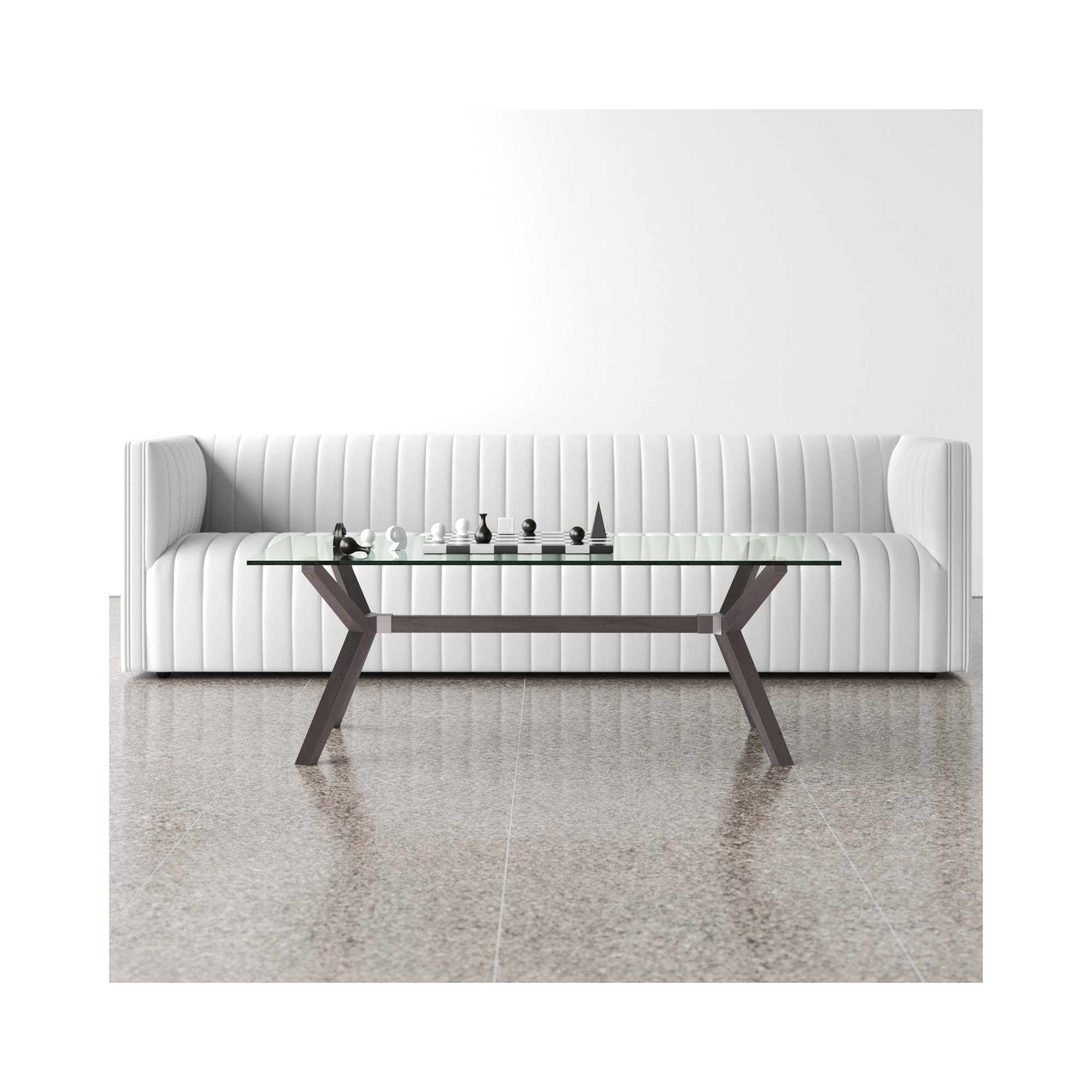 Walter Coffee Table, Brown, 29.61" H x 74.8" W x 39.37" D