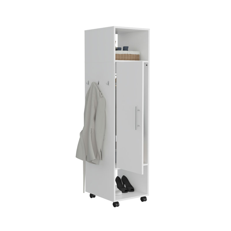 Armoire Summit en mélamine avec miroir, porte et rangement ouvert, Blanc, H 63 po x l 15,7 po x P 18,9 po
