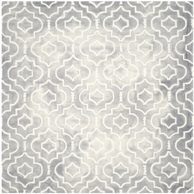 Tapis gris / ivoire en laine touffeté à la main à motif géométrique Berman
