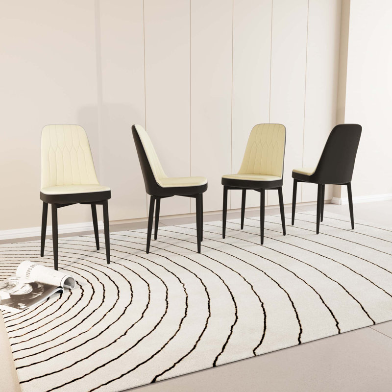 Chaise en polyuréthane, 4, Beige/noir