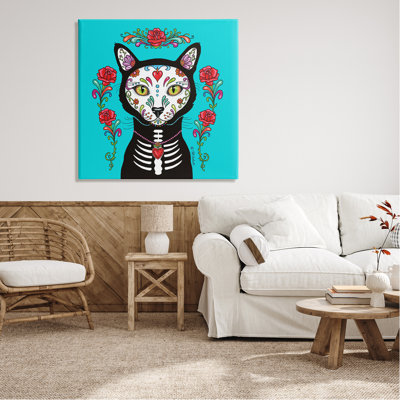 «Day of Dead Cat Portrait», art mural sur toile par Pat Cockrell