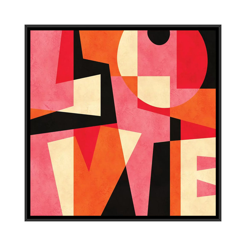 « love », impression sur toile, H 18 po x l 18 po x P 1,5 po, Toile encadrée noire, Pas de tapis