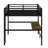 Metal Loft Bed With Power Outlet And LED Lighted, Space-Saving-640583853